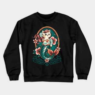 Mermaid cat tattoo Crewneck Sweatshirt